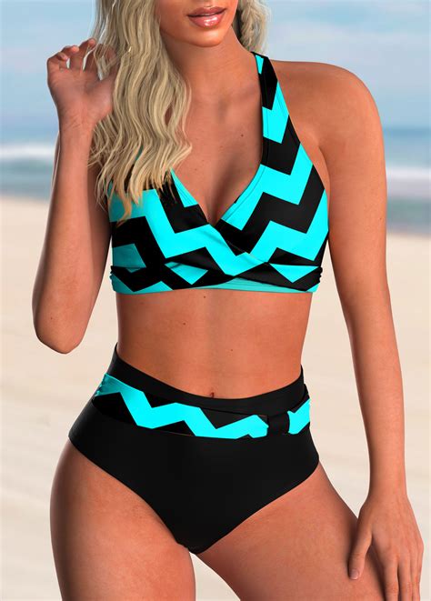 Geometric Print Criss Cross Back Bikini Set Rosewe USD 28 98