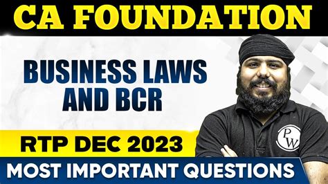 Business Laws And Bcr Rtp Ca Foundation Dec Most Impt Questions