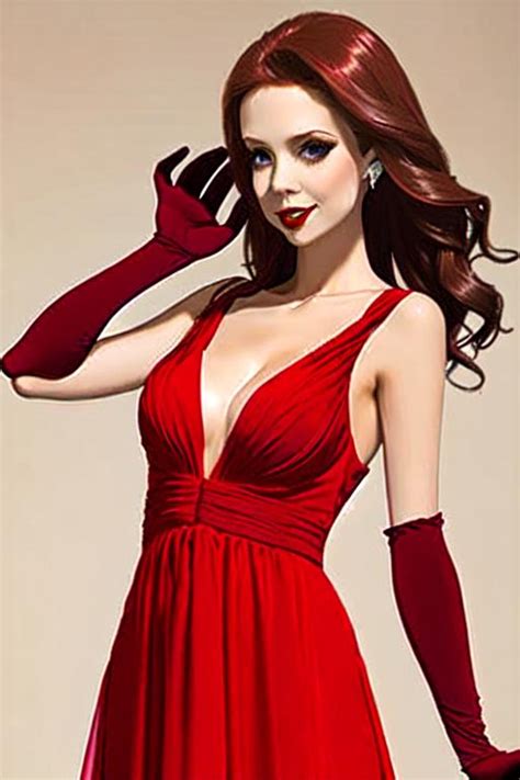 Red Deep V Neck Sleeveless Chiffon Dress And Long Gl Openart