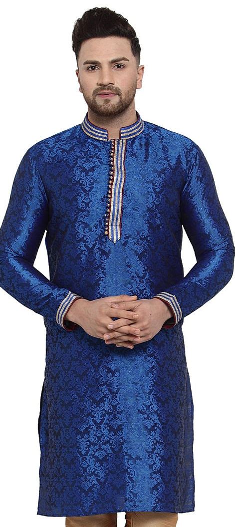 Blue Color Jacquard Fabric Kurta 1696241