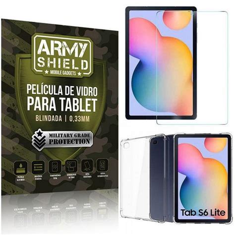 Kit Capa Anti Impacto Película de Vidro Galaxy Tab S6 Lite 10 4 P610