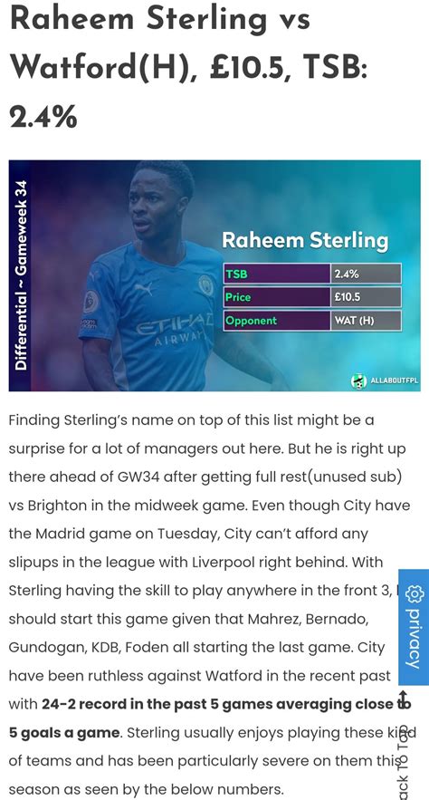 ALLABOUTFPL On Twitter Sterling Worth A Punt 6G 2A 56 Pts From