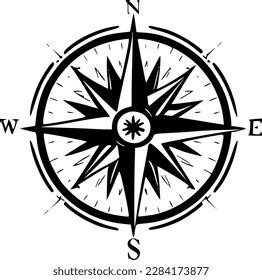 Compass Rose Black White Isolated Icon Stock Vector (Royalty Free ...