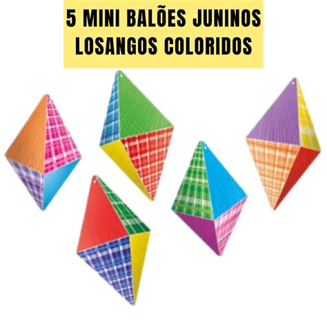 5 MINI BALÕES LOSANGOS FESTA JUNINA COLORIDOS SORTIDOS KAIXOTE Loja