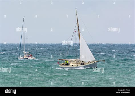 Yachts At Sea On A Windy Day Small Sailing Boats On Rough Seas On A