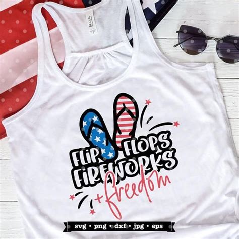 Th Of July Svg Flip Flops Fireworks And Freedom Svg Design Th Of