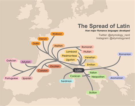 I made an infographic showing how the Romance languages developed from ...