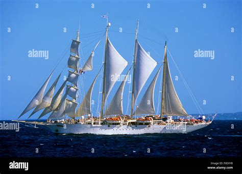 Star Clipper at sail off St. Lucia, Caribbean Stock Photo - Alamy