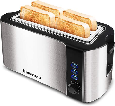 Elite Gourmet Ect 3100 Maxi Matic 4 Slice Long Toaster 6 Toasting Levels And Extra Wide Slots For