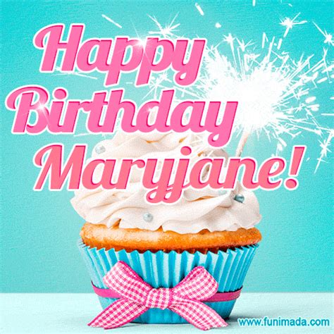 Happy Birthday Maryjane Elegang Sparkling Cupcake  Image