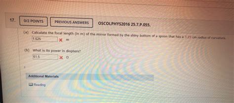 Solved 17 0 2 Points Previous Answers Oscolphys2016