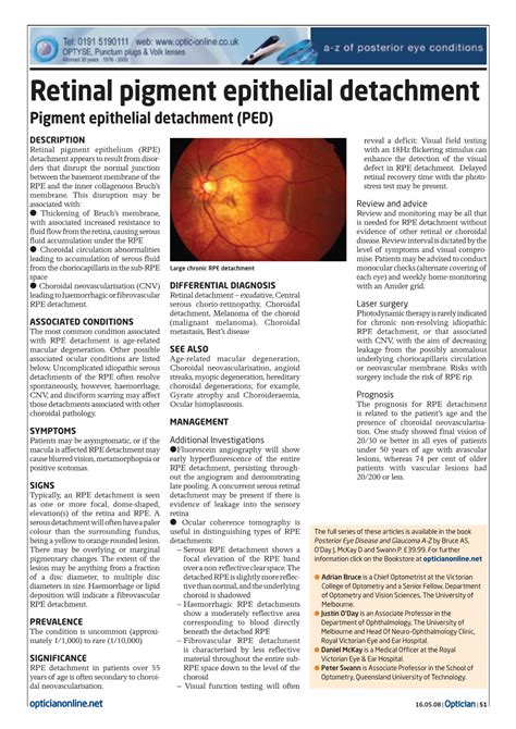 Retinal Pigment Epithelial Detachment Pigment Epithelial Detachment