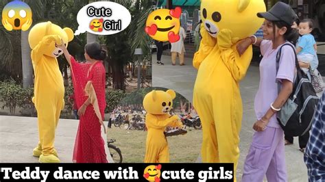 Teddy Bear 🧸dance With 😍 Beautiful Girl 💞 Cute Girls Prank Public