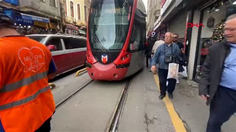 Kabataş Bağcılar seferini yapan tramvay raydan çıktı Haberler Haberleri