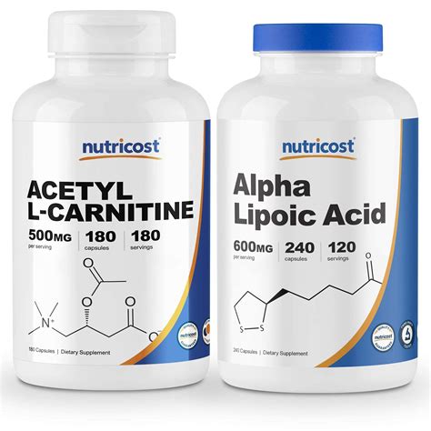 Nutricost Alpha Lipoic Acid 600mg Acetyl L Carnitine 500mg Caps Combo