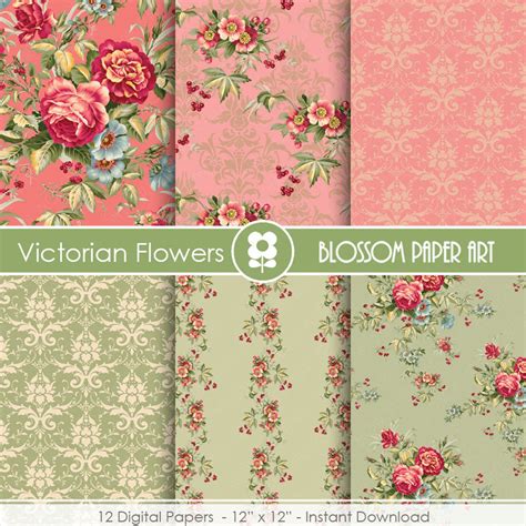 Floral Digital Paper Roses Digital Paper Pack Wedding Etsy