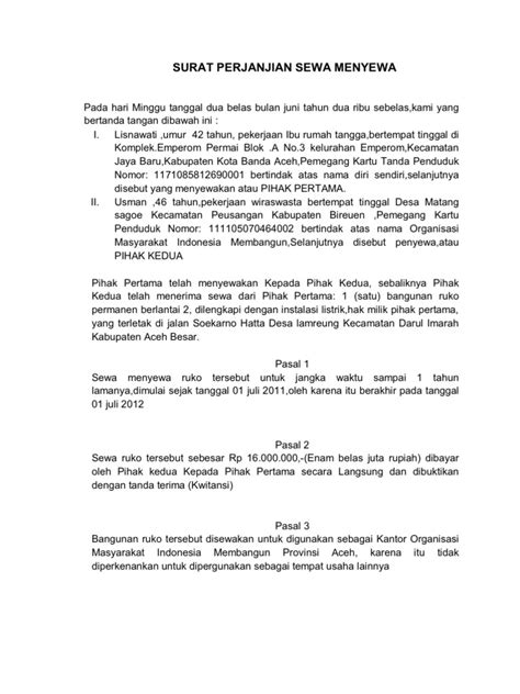 Halaman Unduh Untuk File Surat Perjanjian Sewa Menyewa Ruko Yang Ke