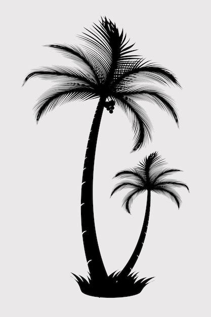 Premium Vector | Palm tree vector silhouette A black and white image of ...