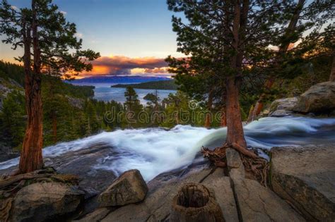 Sunset Above Lower Eagle Falls And Emerald Bay Lake Tahoe California