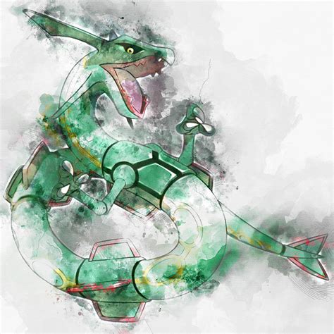 Pokemon Rayquaza Abstract Portrait - by Diana Van Painting by Diana Van ...