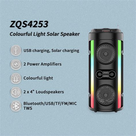 Zqs 4253 Portable Bluetooth Speaker With Light Wireless Rechargeable