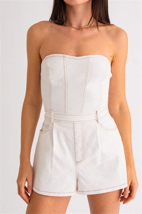 White Denim Romper Looks Vestu Rio Roupas