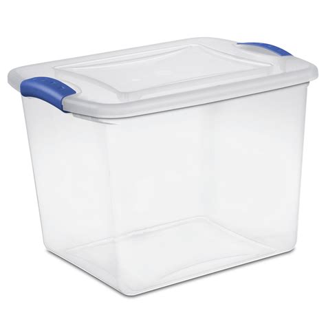 Sterilite Qt Clear Plastic Latching Box Blue Latches With Clear Lid