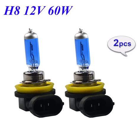 Flytop 2 PCS 12V 60W H8 Halogen Lamps 5000K Super White Xenon Dark Blue