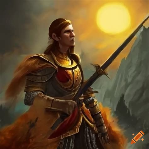 Renaissance Painting Of A Sun Elf Knight