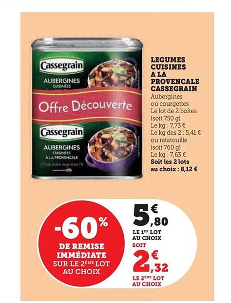 Promo Légumes Cuisinés à La Provençale Cassegrain chez Super U