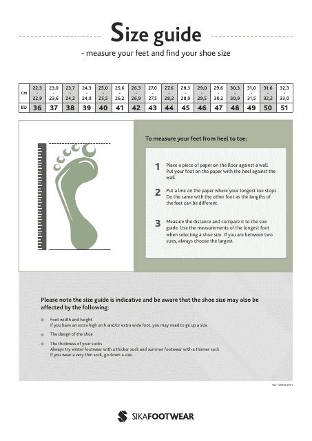 Shoe Size Measuring Chart Download Printable Pdf Templateroller