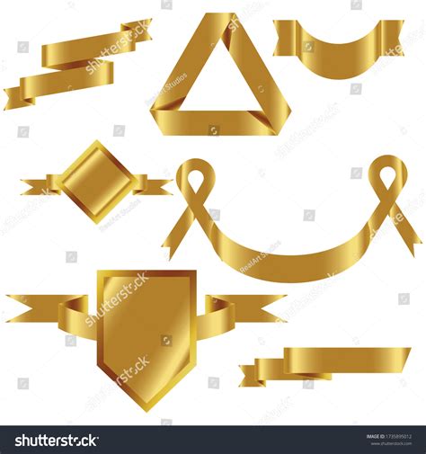 Gold Ribbon Set Isolated Celebration Winner Stock Vector Royalty Free 1735895012 Shutterstock