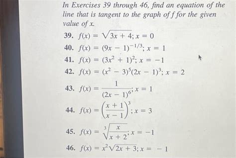 Solved In Exercises 39 Through 46 Find An Equation Of The Chegg