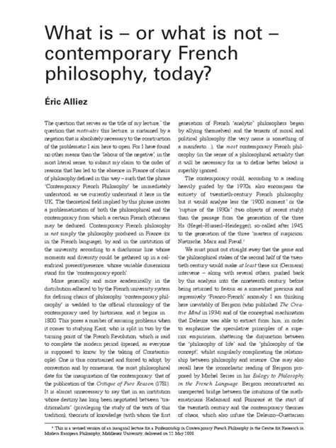 Alliez What Is Contemporary French Philosophypdf Phenomenology