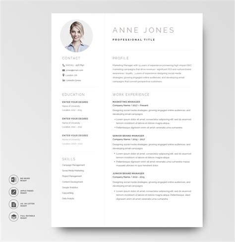 Elegant Resume Template 120980 Ms Word Pages Resumeway