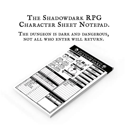 Shadowdark Rpg Character Sheet Notepad X Etsy