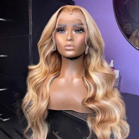 Blonde Hair With Brown Highlights Body Wave Lace Front Wigs Yolissa Hair