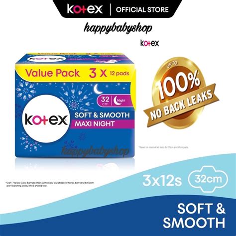 Kotex Soft Smooth Maxi Night Overnight Wing Cm Pads X Super