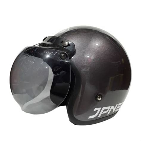 Jual Helm Bogo Retro Jpn Arc Abu Gunmet Glossy Kaca Flat Datar Kaca