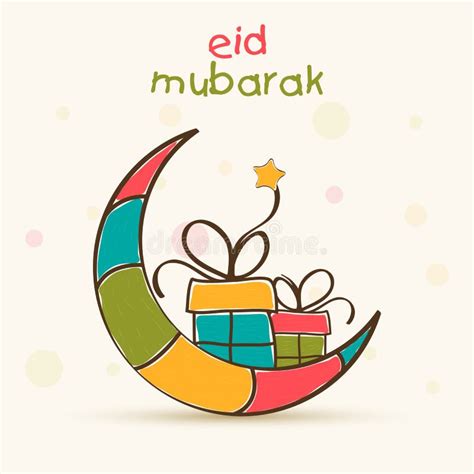 Eid Mubarak Feier Mit Mond Und Sternen Stock Abbildung Illustration