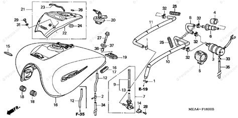 Honda Motorcycle 2003 Oem Parts Diagram For Fuel Tank Vtx1300s 03