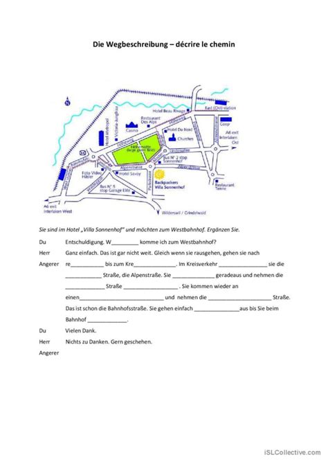 D Crire Le Chemin Wegbeschreibung Deutsch Daf Arbeitsbl Tter Pdf Doc