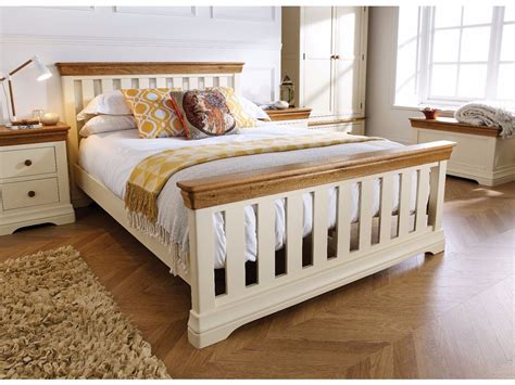 Farmhouse Country Oak Cream Painted Slatted Ft Inches Double Bed