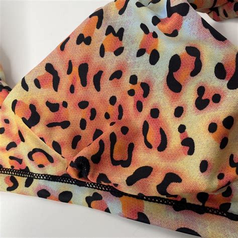 Shekini Orange Yellow Leopard Print Bikini Size Medi Gem