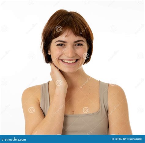 Portrait Of Young Attractive Cheerful Woman With Smiling Happy Face