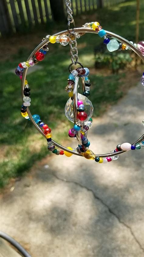 Colorful Beaded Suncatcher Indoor Outdoor Crystal Prism Mobile Garden