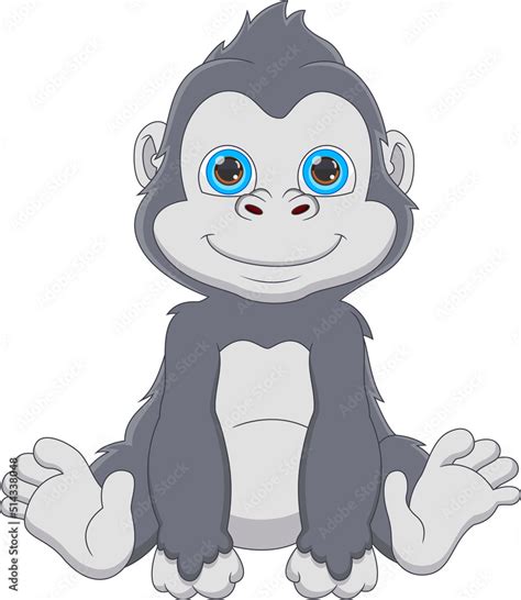 cartoon cute baby gorilla on white background Stock Vector | Adobe Stock