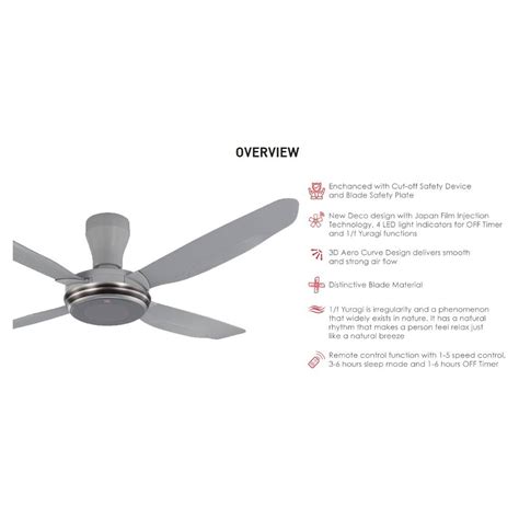 KDK V TOUCH K14Y2 56 AC Motor Remote Control Ceiling Fan Silver Grey