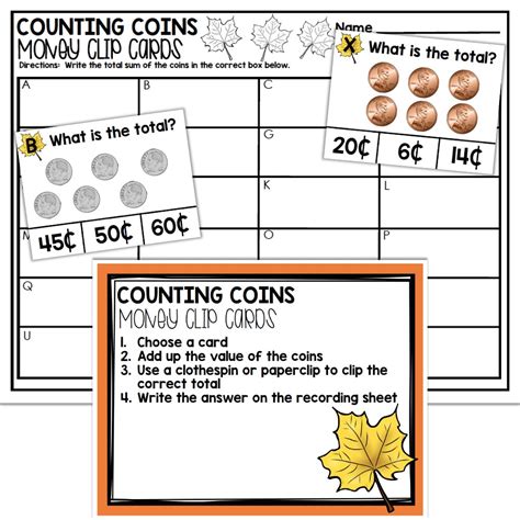 2nd Grade October Math Center Counting Coins Lucky Little Learners