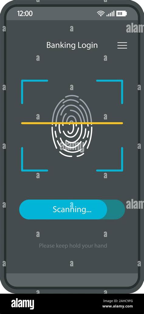 Fingerprint Scanning Smartphone App Interface Vector Template